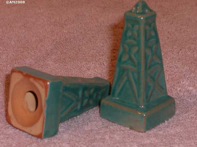 Oil Derrick shakers glazed turquoise